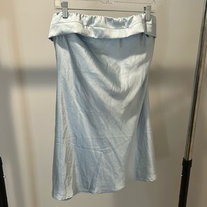 BELLEVUE SATIN STRAPLESS MINI DRESS - LIGHT BLUE